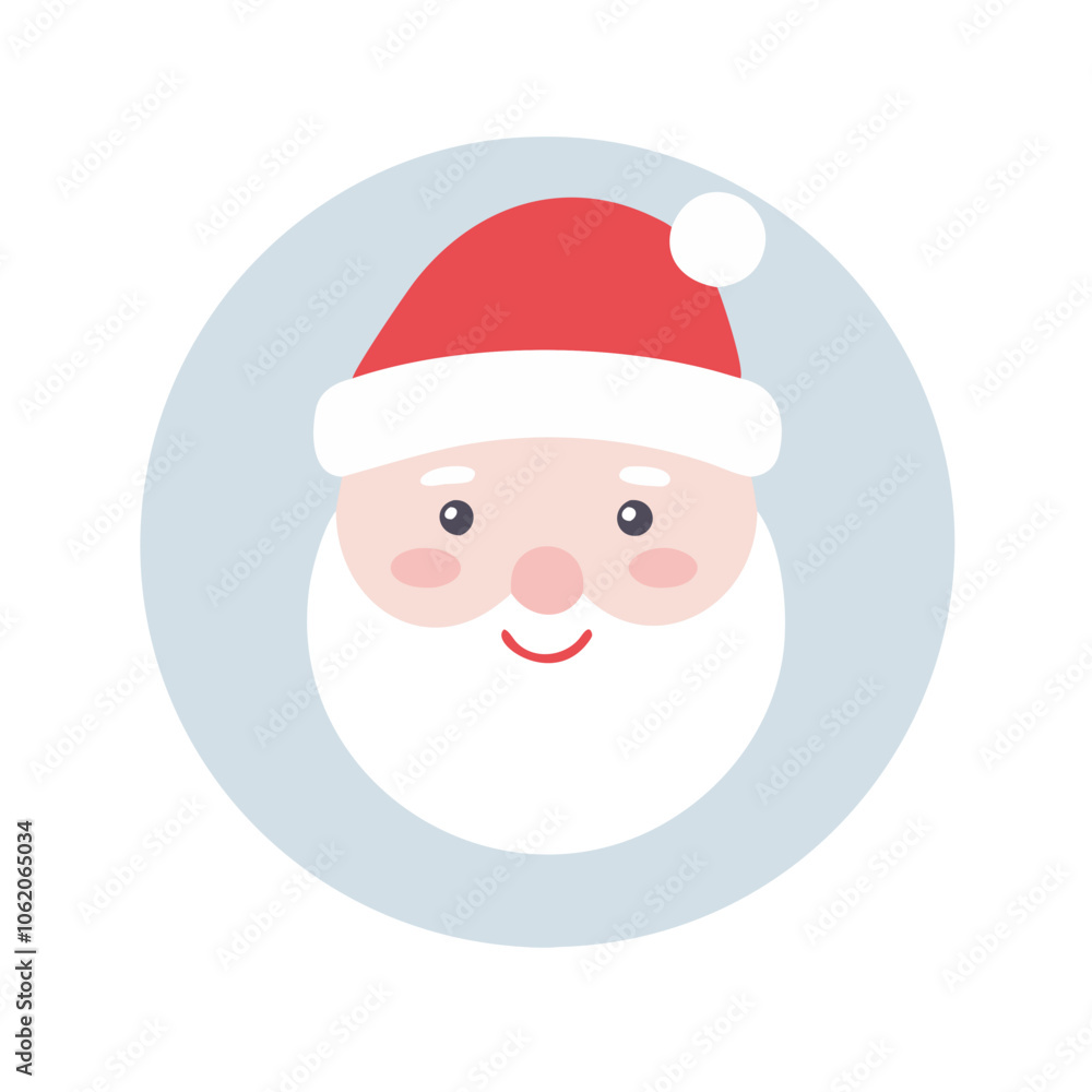 Smiling Santa Claus face with red hat and white beard illustration
Smiling Santa Claus face with red hat and white beard illustration