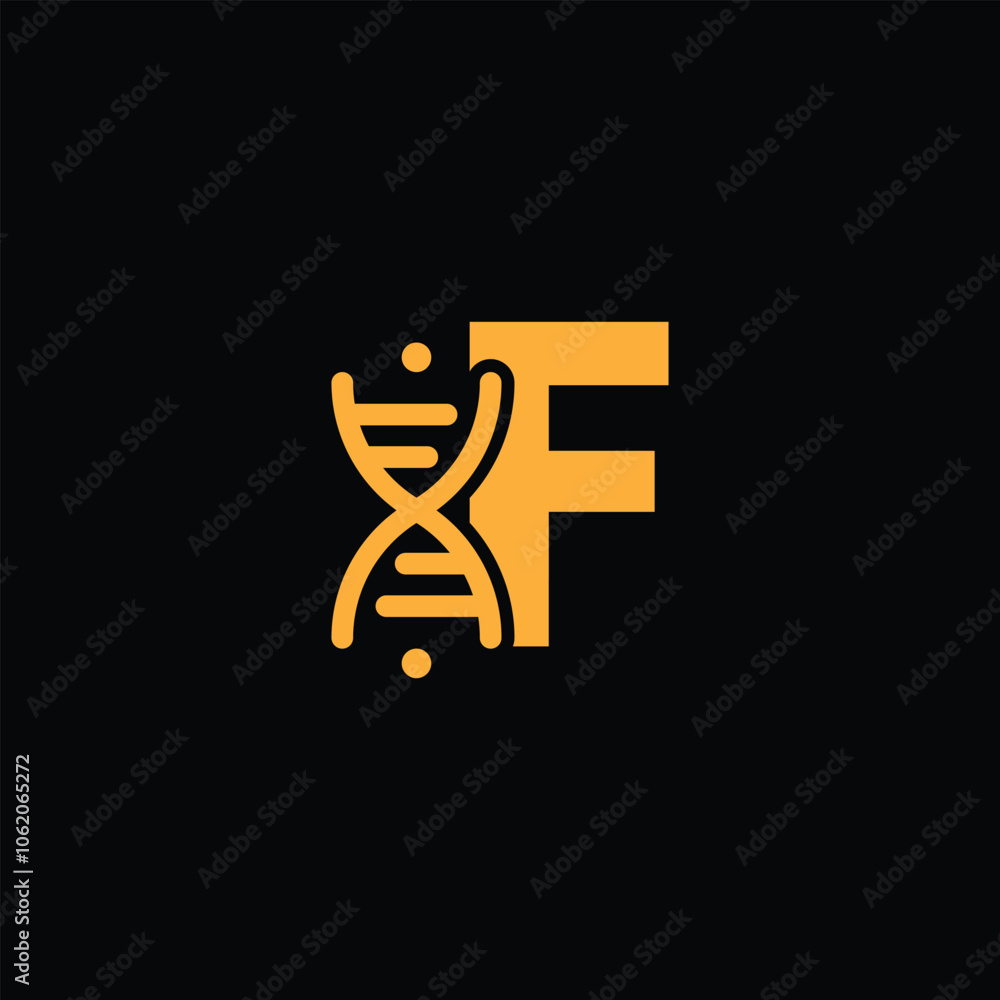 DNA Innovation Symbol With Letter F DNA Innovation Symbol With Letter F