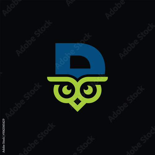 Abstract Owl Logo With Letter D