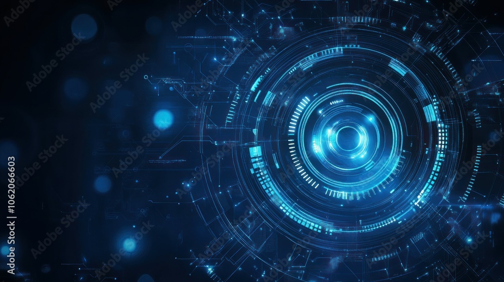 Blue digital round circular machine technology cyberpunk modern time machine travel background wallpaper AI generated image