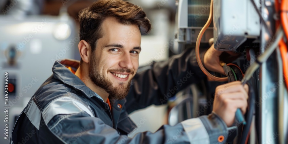 custom made wallpaper toronto digitalA man in protective gear working with electrical equipment.