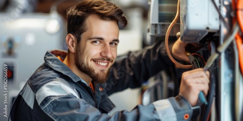 Wallpaper Mural A man in protective gear working with electrical equipment. Torontodigital.ca
