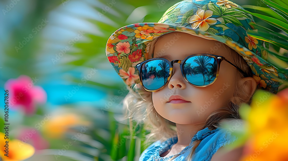 Little Girl in Sunglasses and Hat Photo Little Girl in Sunglasses and Hat Photo