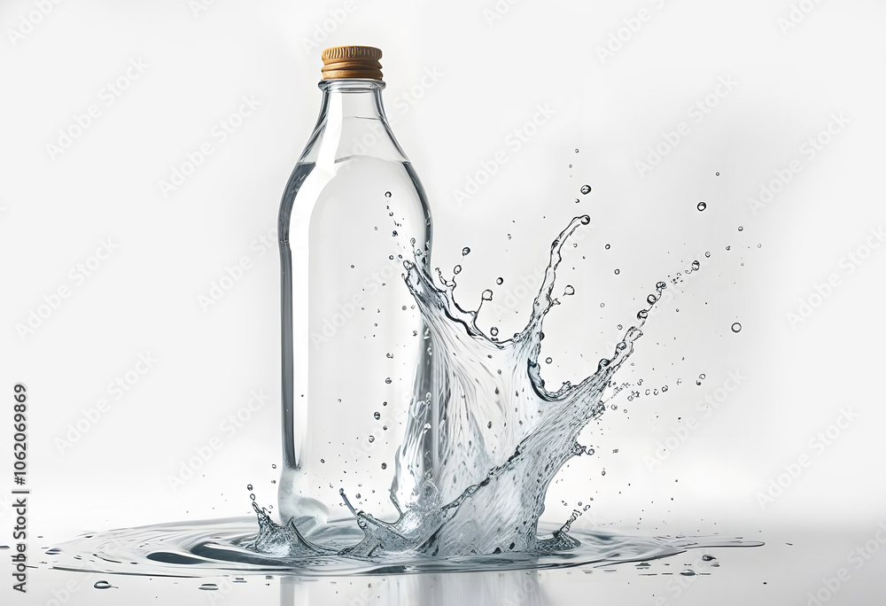 bottle with water splash. isolated background. bottle with water splash. isolated background.
