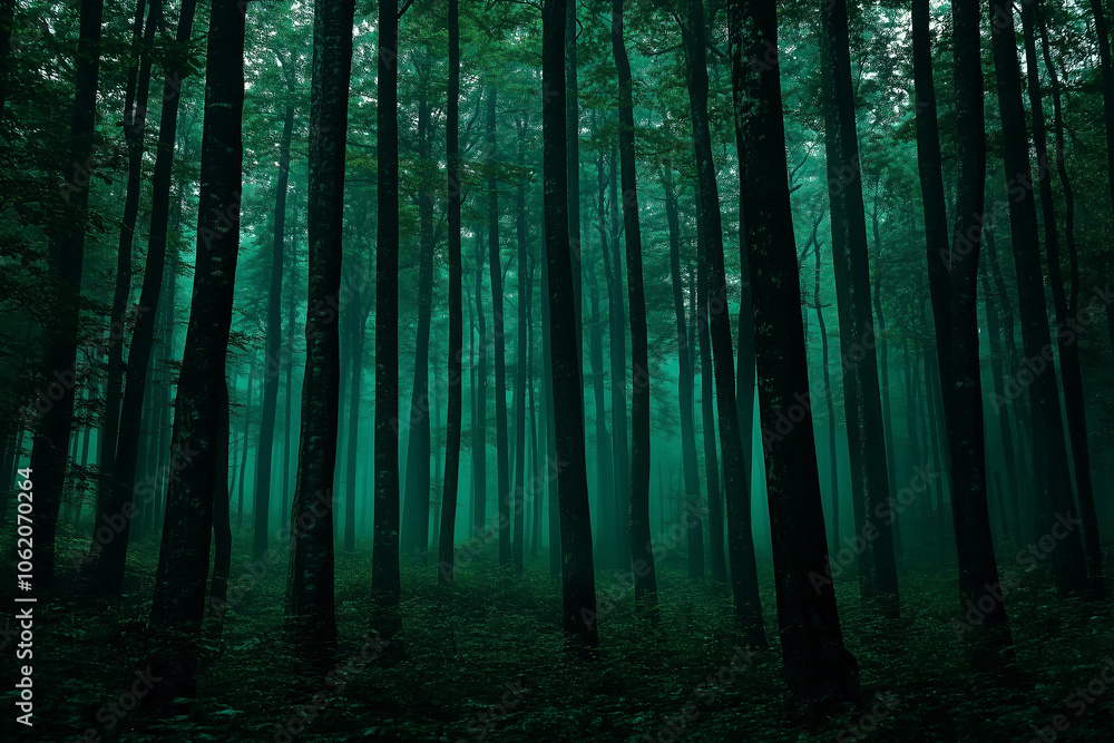 Obraz premium forest in the morning fog