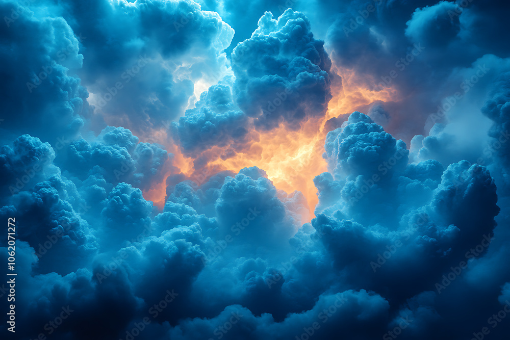 Dark blue stormy sky with dramatic, intense clouds and deep shadows, capturing the powerful and moody atmosphere of an approaching thunderstorm.
Dark blue stormy sky with dramatic, intense clouds and deep shadows, capturing the powerful and moody atmosphere of an approaching thunderstorm.