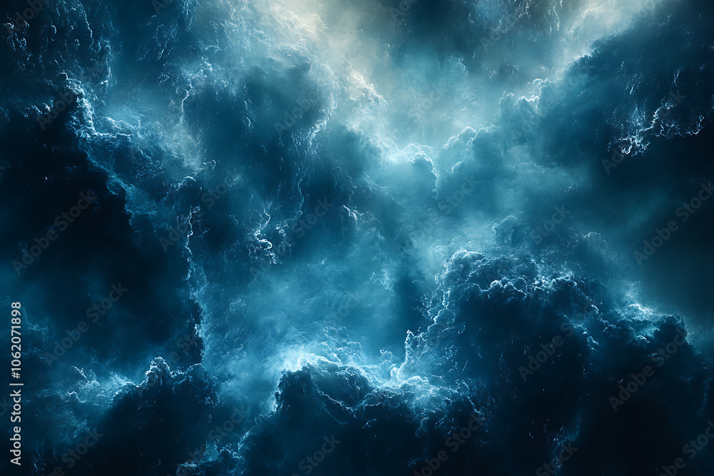 Dark blue stormy sky with dramatic, intense clouds and deep shadows, capturing the powerful and moody atmosphere of an approaching thunderstorm.
Dark blue stormy sky with dramatic, intense clouds and deep shadows, capturing the powerful and moody atmosphere of an approaching thunderstorm.