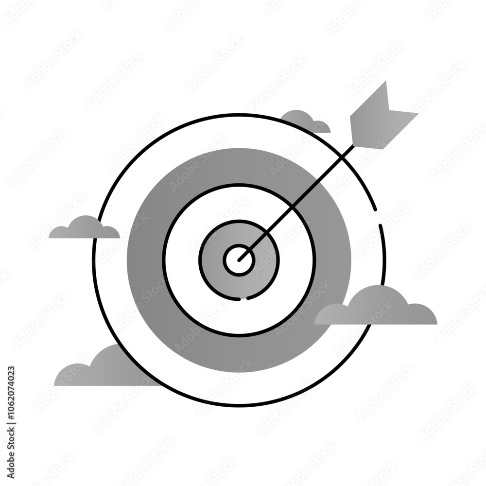 Goal Achievement Icon – A Target with an Arrow, Representing Goal Setting, Strategic Planning, and Focused Success – For Dark Backgrounds Goal Achievement Icon – A Target with an Arrow, Representing Goal Setting, Strategic Planning, and Focused Success – For Dark Backgrounds