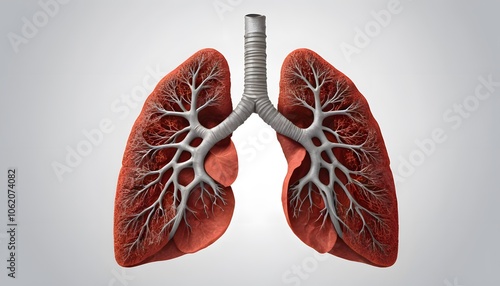 Detailed Illustration of Human Lungs Showcasing Anatomy and Functionality for Educational Purposes photo