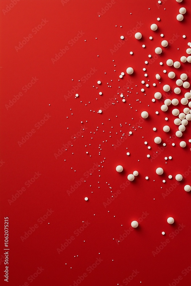 Small white balls on the red background