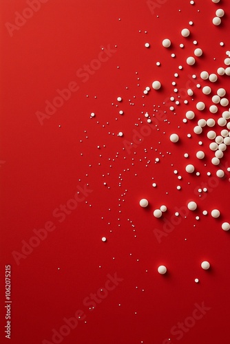 Obraz na płótnie Small white balls on the red background w salonie