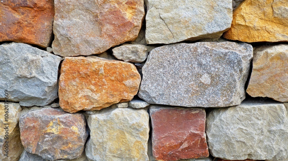 Close-up of a Rustic Stone Wall with Varied Textures and Colors Close-up of a Rustic Stone Wall with Varied Textures and Colors