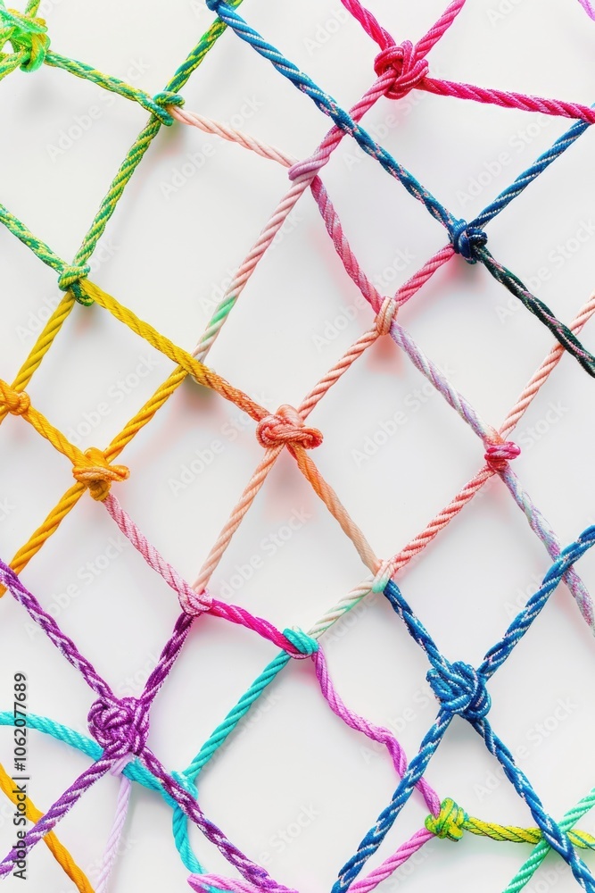 Multi-colored braids of fabric rope on white background. Multi-colored braids of fabric rope on white background.