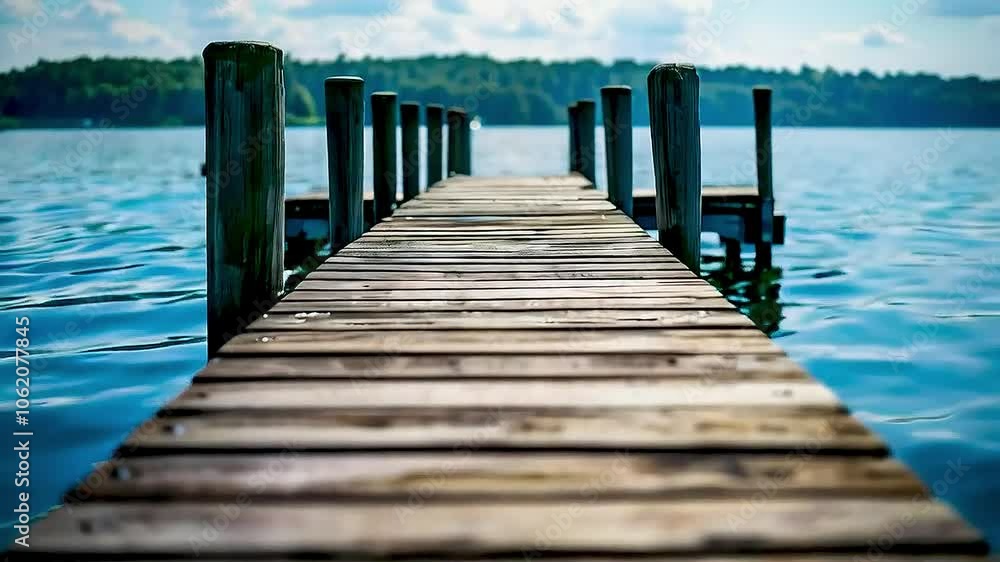 wooden dock extends into a calm lake wooden dock extends into a calm lake
