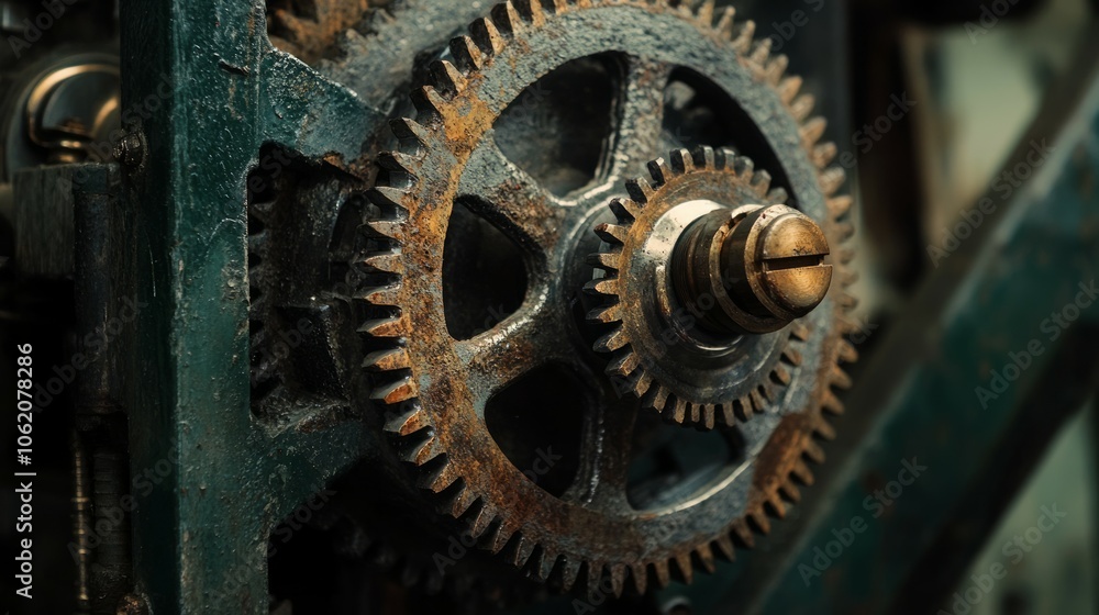 A working factory, gears and industrial tools A working factory, gears and industrial tools