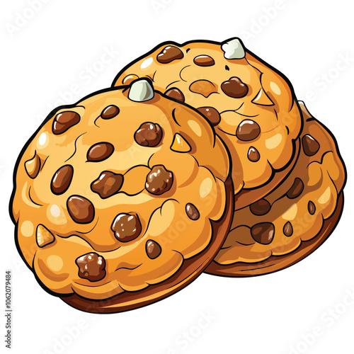 Oatmeal Raisin Cookie vector and illustration isolated on white background.