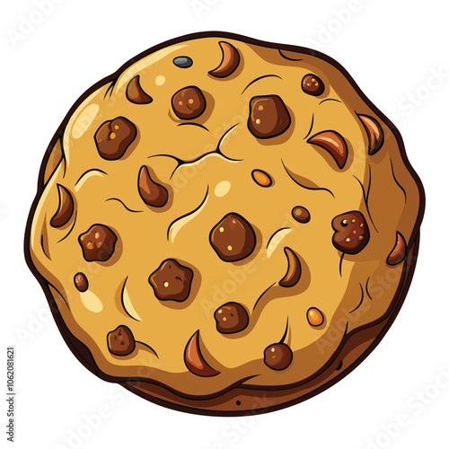 Oatmeal Raisin Cookie vector illustration Isolated white background.