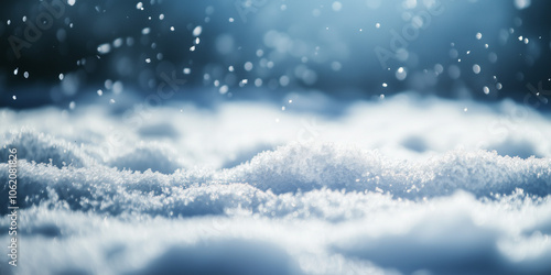 Wallpaper Mural Cold ice winter snow background. Soft snowflakes fall gently on the ground during a serene winter day in a quiet landscape. Copy space. For banner Torontodigital.ca