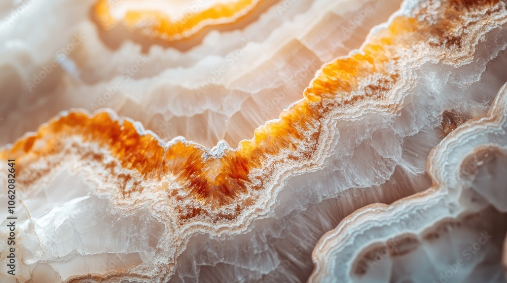 Close-up of beautiful onyx with natural cream and orange tones, showcasing its translucent textures Close-up of beautiful onyx with natural cream and orange tones, showcasing its translucent textures