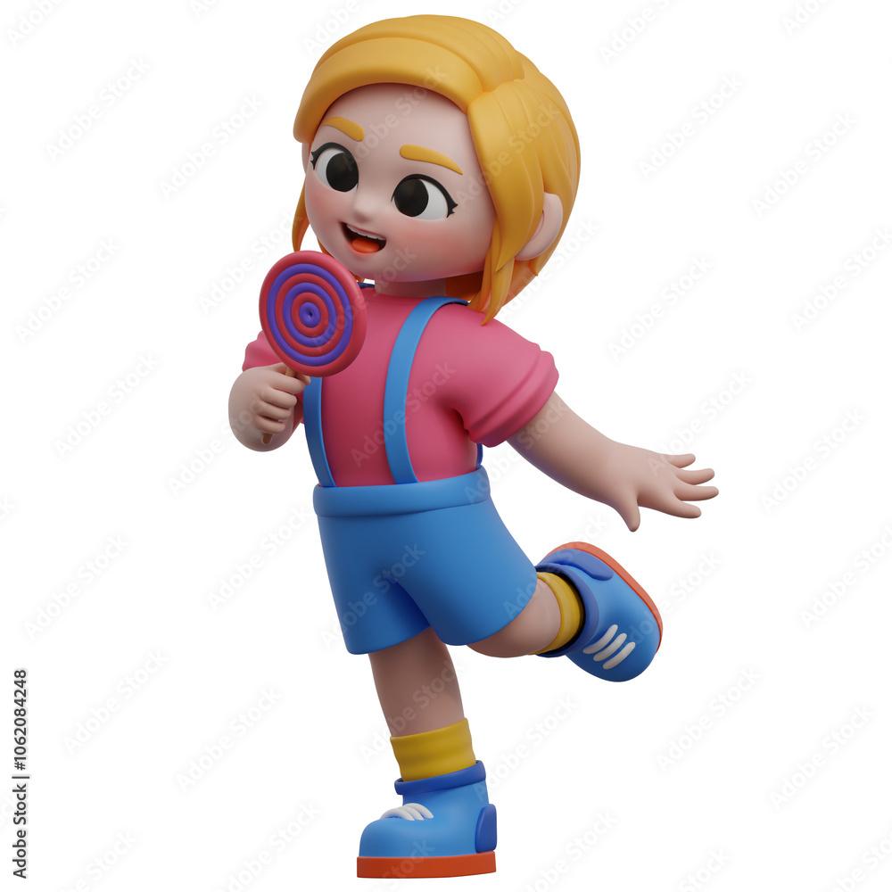 3D Girl Eating Lollipop Illustration 3D Girl Eating Lollipop Illustration