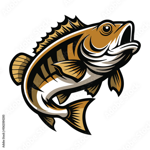 Smallmouth bass logo icon silhouette vector