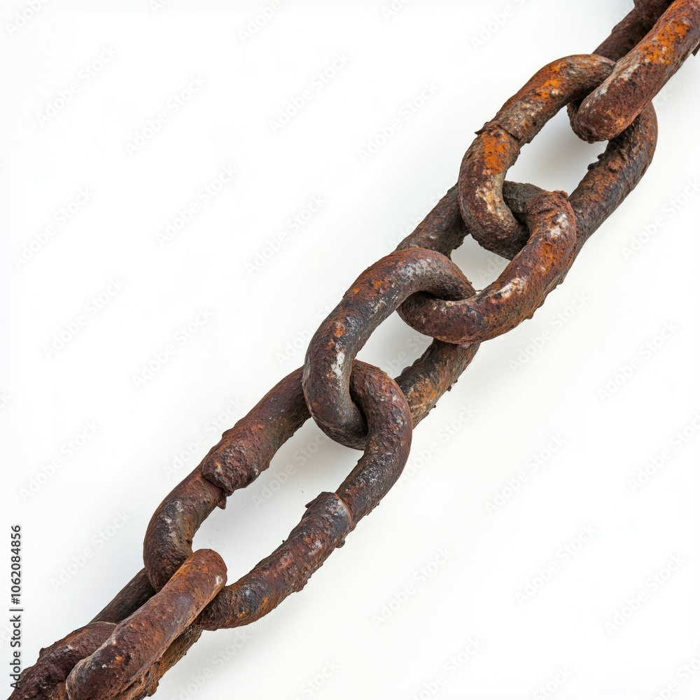 Fototapeta premium rusty chain on white background .Generative AI