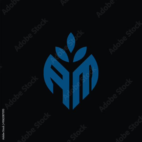 Abstract Leaf With Letter AM Logo