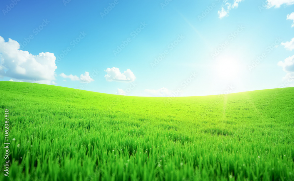 green grass blue sky with clouds green grass blue sky with clouds