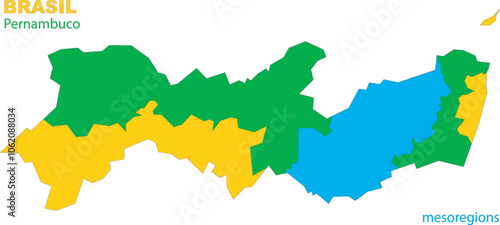 Foto Map of the territory of the state of Pernambuco with divisions by highlighted me