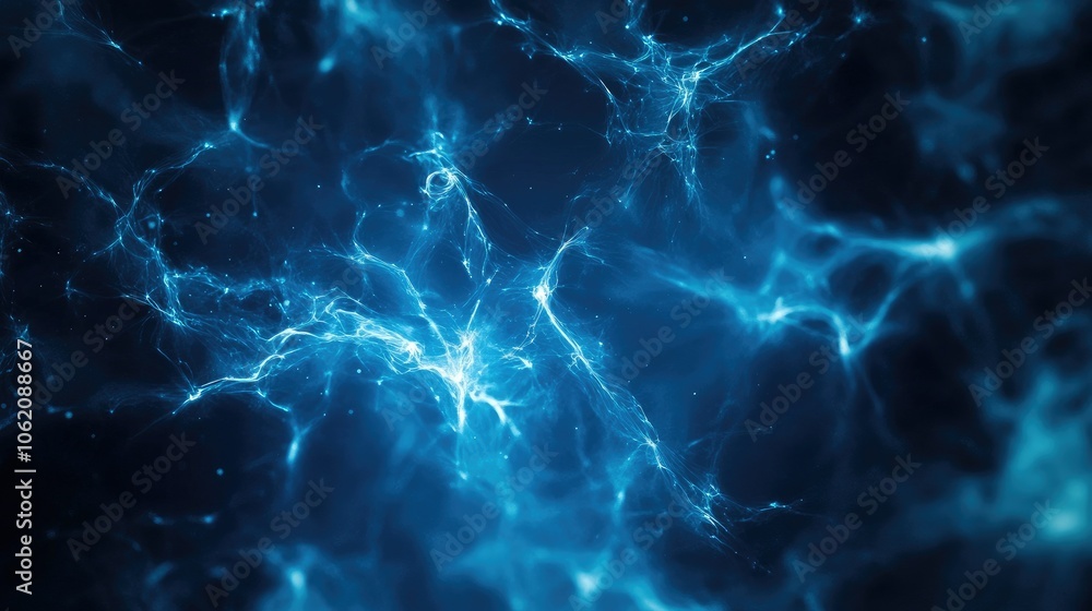 Abstract plexus waves on dark blue, futuristic tech template for science presentation