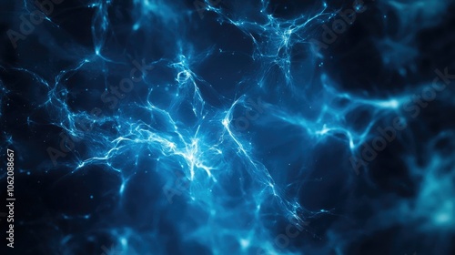 Abstract plexus waves on dark blue, futuristic tech template for science presentation