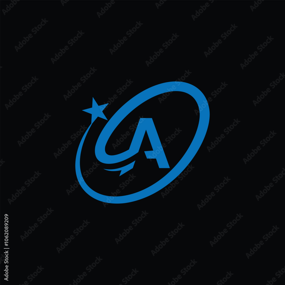 Abstract Circle And Star Symbol Technology With Letter A Abstract Circle And Star Symbol Technology With Letter A