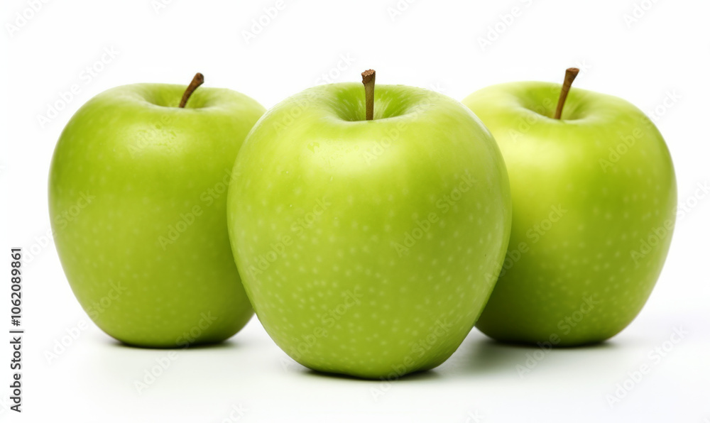 Fresh green apples grouped together on a simple white background Fresh green apples grouped together on a simple white background