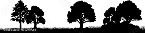 Vektor Silhouette Bäume Gras und Büsche - Natur und Umwelt - Landschaft