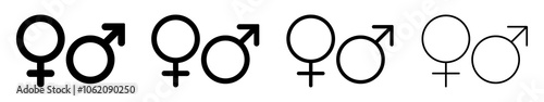Gender icon vector design. Male and female gender icons set. Men and women gender symbol. Vector icons.