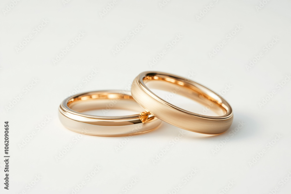 Elegant wedding rings resting side by side on a smooth surface Elegant wedding rings resting side by side on a smooth surface