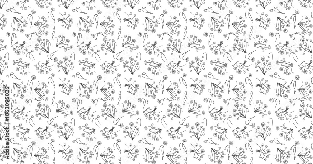 Seamless pattern with black flowers on white background Seamless pattern with black flowers on white background