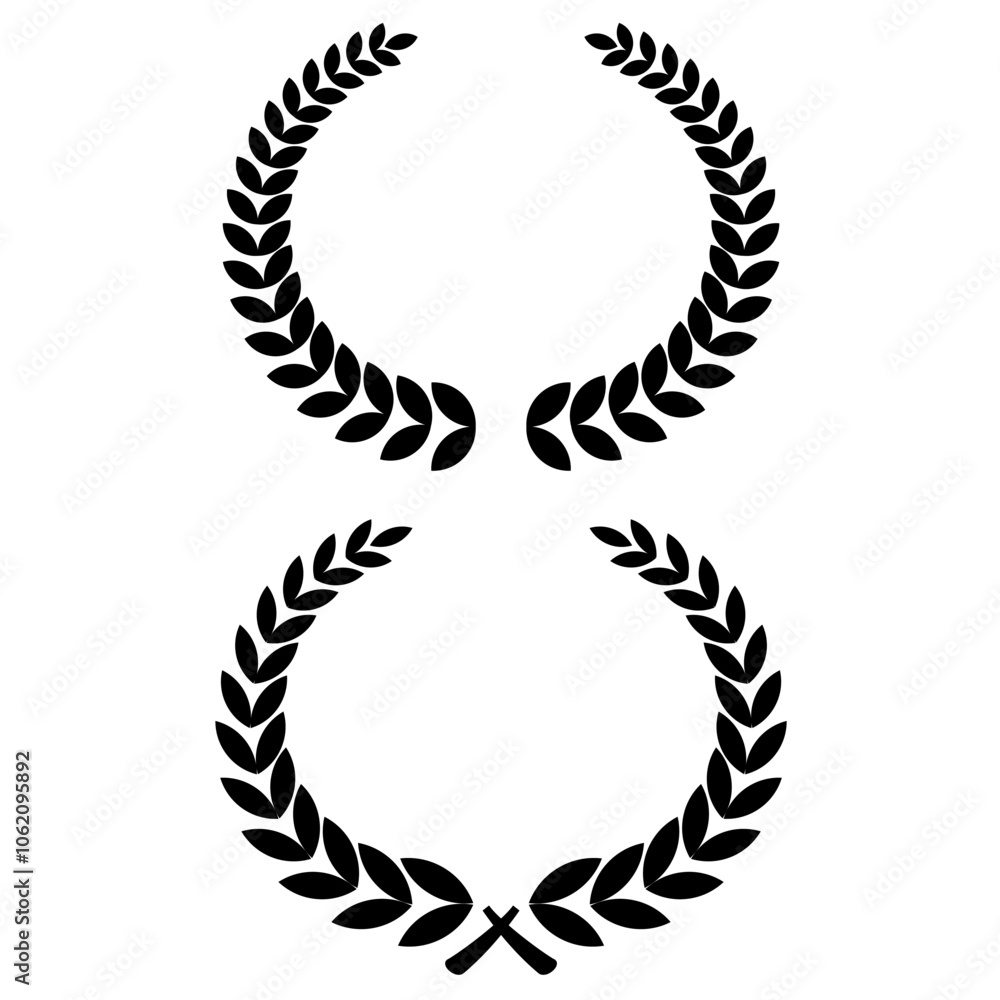 Laurel wreath vector image,silhouette,minimalist and modern design,isolated on white background,can be for logo or badge ideas Laurel wreath vector image,silhouette,minimalist and modern design,isolated on white background,can be for logo or badge ideas