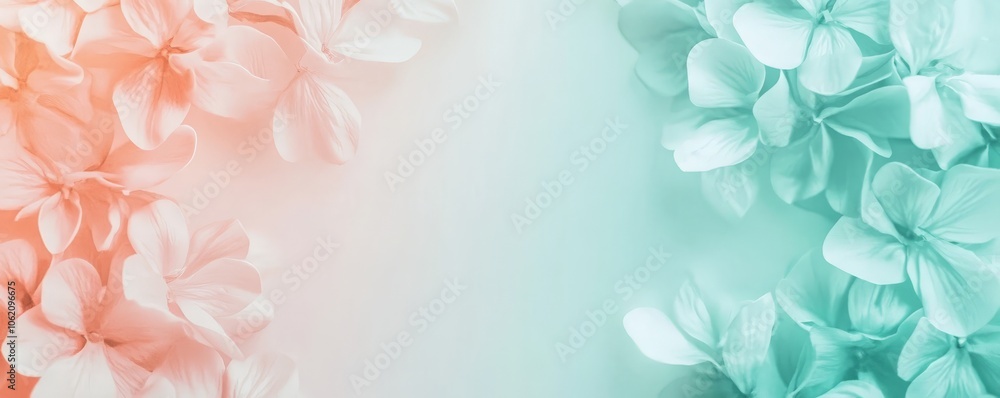 Pastel Pink and Mint Floral Border with a White Background Pastel Pink and Mint Floral Border with a White Background
