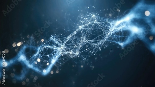 Plexus design waves, dark blue tech template, ideal for science presentations