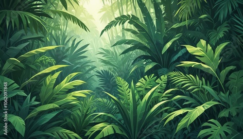 Wallpaper Mural A tropical scene featuring vibrant green palm tree leaves under a bright summer sky, capturing the essence of a lush beach landscape Torontodigital.ca