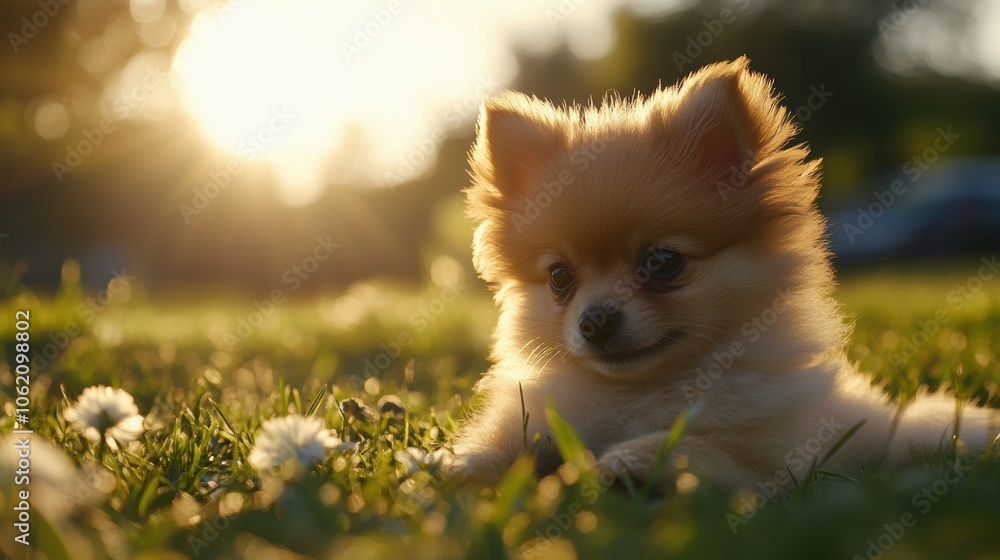 Golden Puppy in Grass. Golden Puppy in Grass.