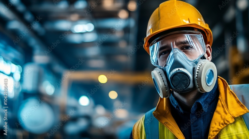 Close-up Portrait of a Construction Worker Wearing a Respirator Mask Close-up Portrait of a Construction Worker Wearing a Respirator Mask