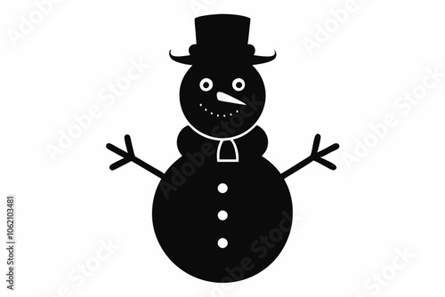 Christmas snowman vector silhouette, winter snowman, Christmas silhouette 