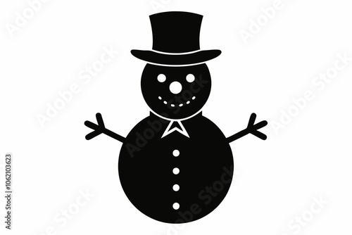 Christmas snowman vector silhouette, winter snowman, Christmas silhouette 