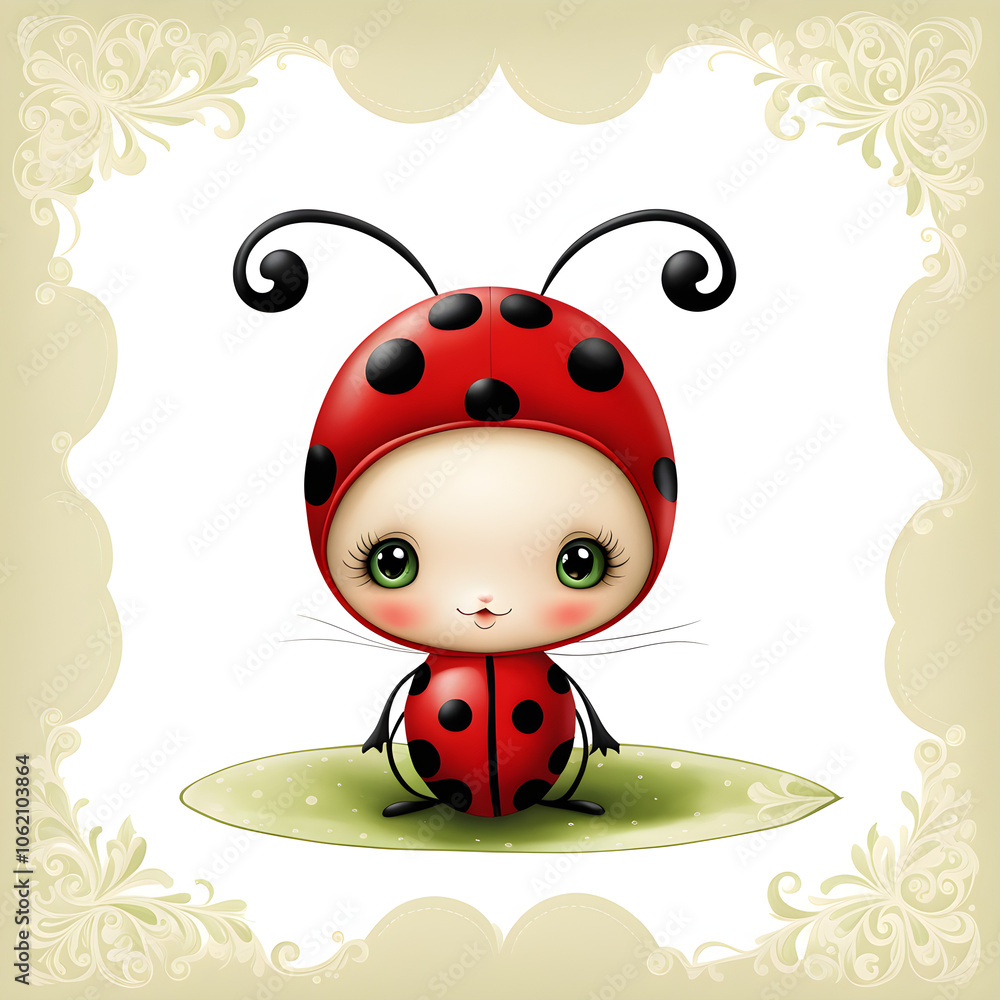 Naklejka premium anamorphic ladybug