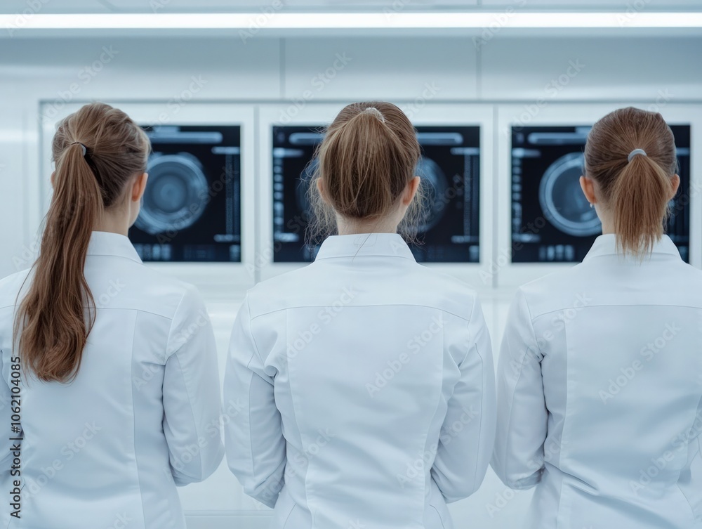 Fototapeta premium Medical Professionals Analyze Imaging Results in a High-Tech Laboratory Setting for Enhanced Patient Care and Diagnosis