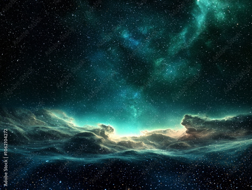 Celestial Symphony Enchanting Night Sky with Nebulae and Ethereal Clouds - Cosmic Fantasy Illustration for Fine Art, Print, and Design Celestial Symphony Enchanting Night Sky with Nebulae and Ethereal Clouds - Cosmic Fantasy Illustration for Fine Art, Print, and Design