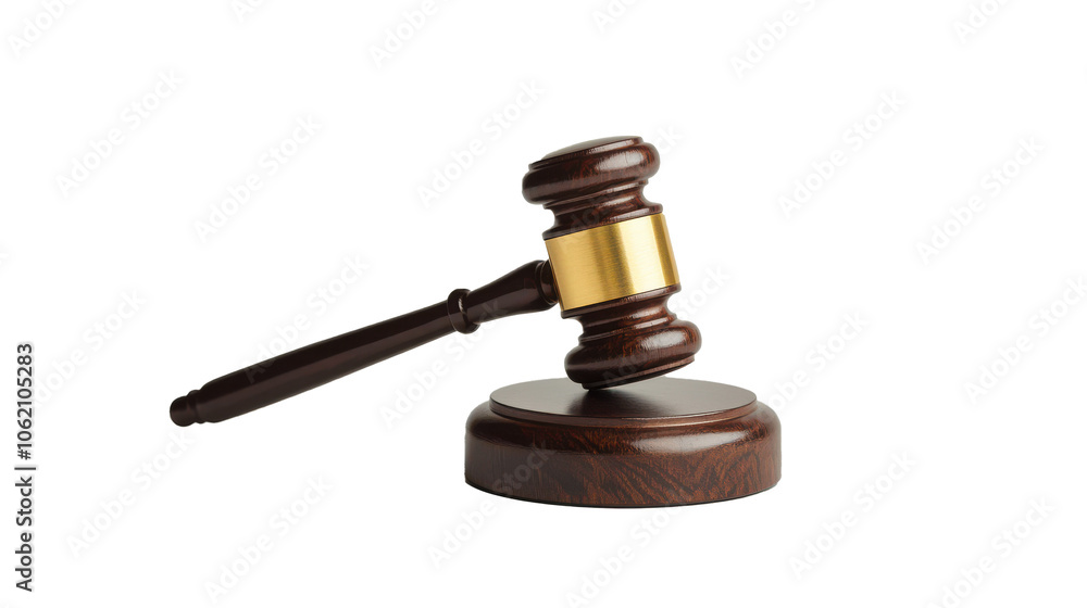 Gavel Resting on Its Base in a Courtroom Setting Gavel Resting on Its Base in a Courtroom Setting