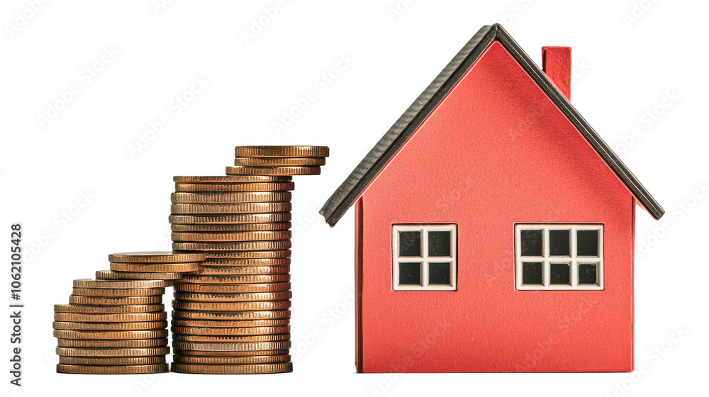 Growth of Savings with Stacked Coins and House Model Growth of Savings with Stacked Coins and House Model